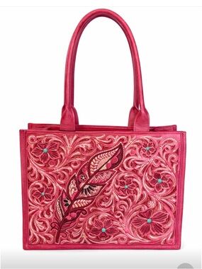 Montana West Pink Embroidered Floral Tote